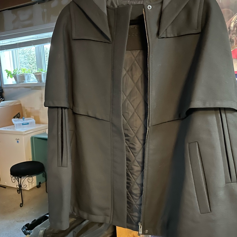 Black Lacoste insulated cape with hood size 36